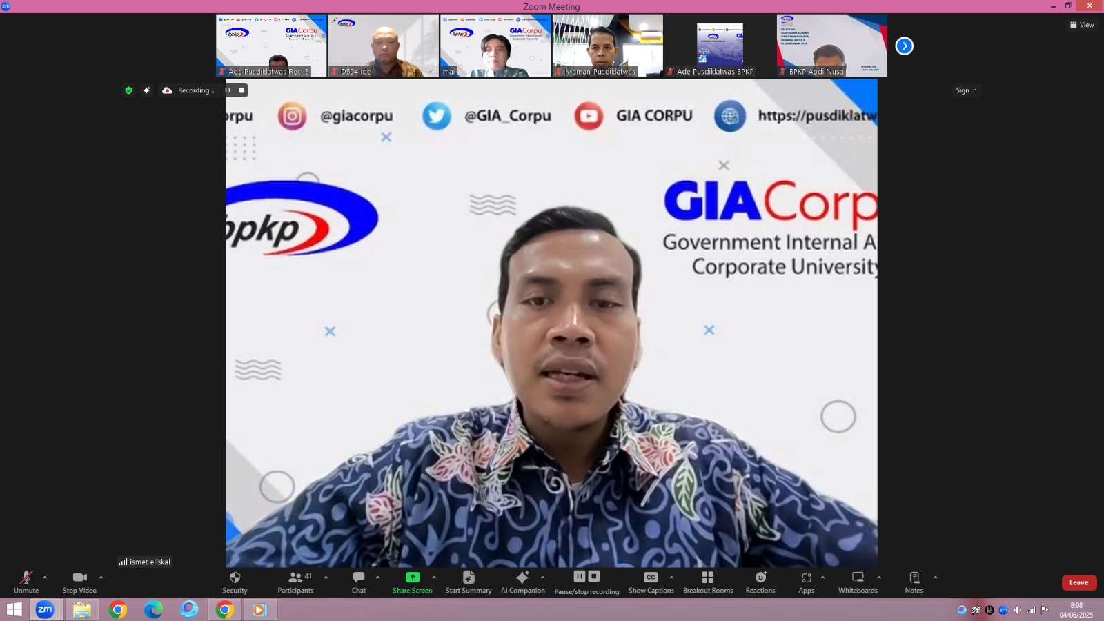 Pelatihan Auditing Manajemen Risiko Pembangunan Nasional Batch 3