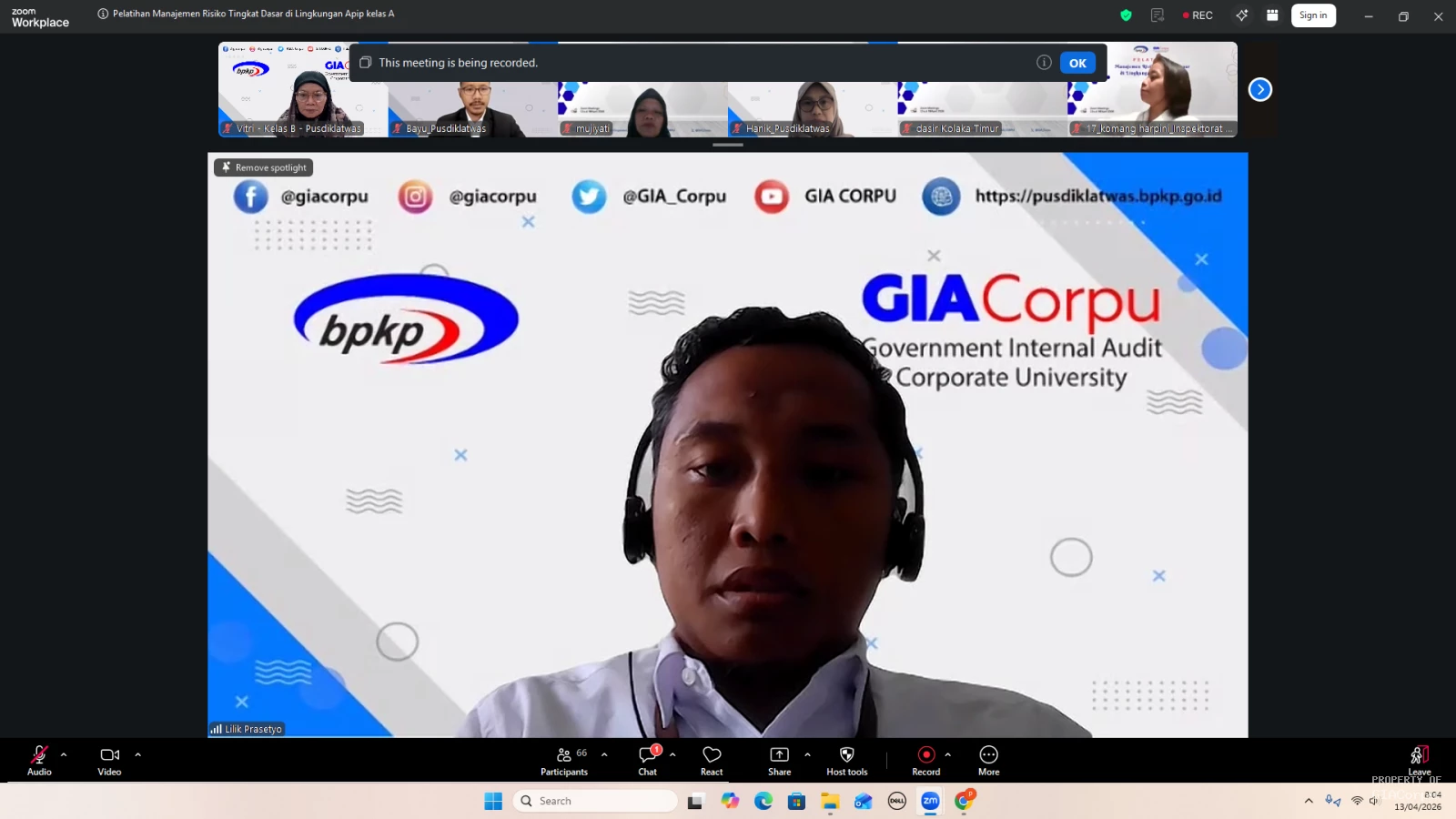 Pelatihan Manajemen Risiko Tingkat Dasar